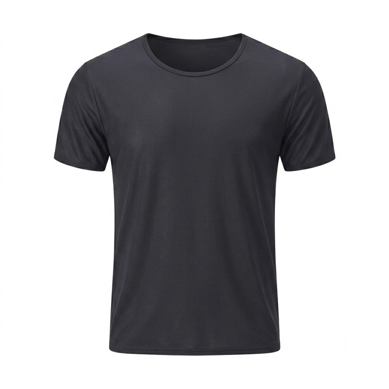 Completo T-shirt girocollo e pantaloncini neri da uomo - Riduci al minimo le linee dell'abbronzatura, costume da bagno in rete permeabile al sole, abbigliamento sportivo da uomo con tasche per piscina